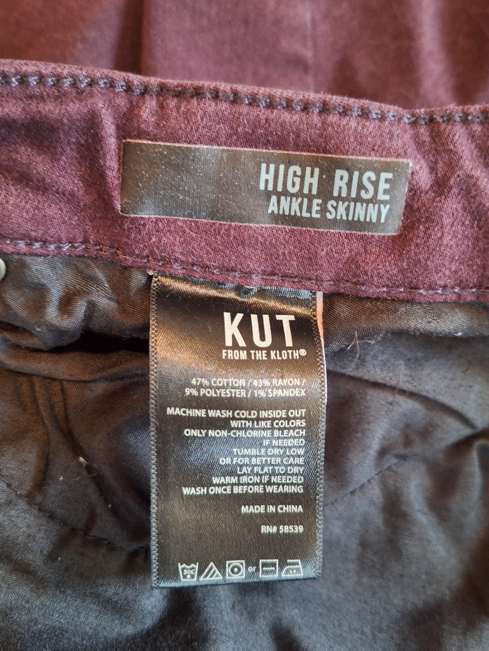Kut from the Kloth Women's High Rise Ankle Skinny Jeans in Plum Eggplant - Picture 11 of 13